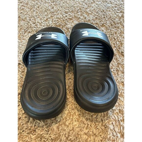 Under Armour Boys Slide Sandals Black Size 2 Casual Slip-On - Picture 3 of 6